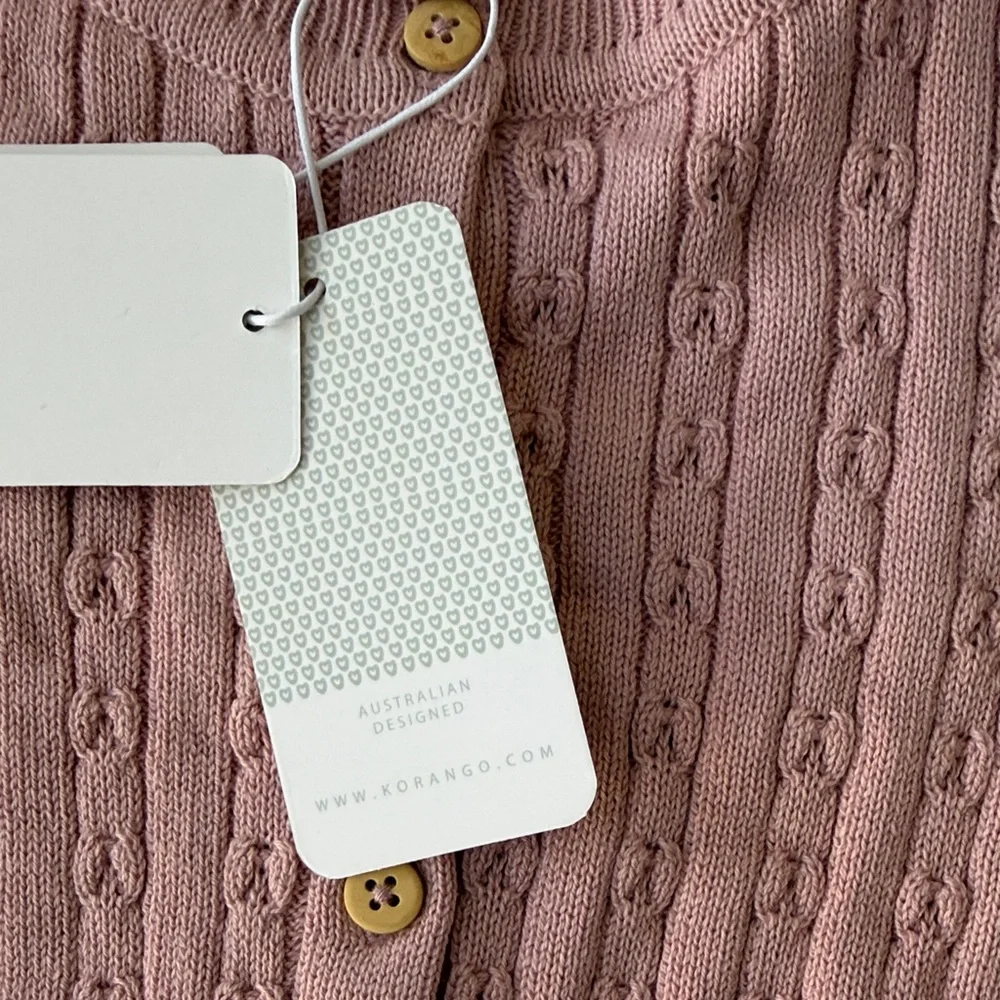 Korango Pointelle Rose Pink Baby Cardigan NWY